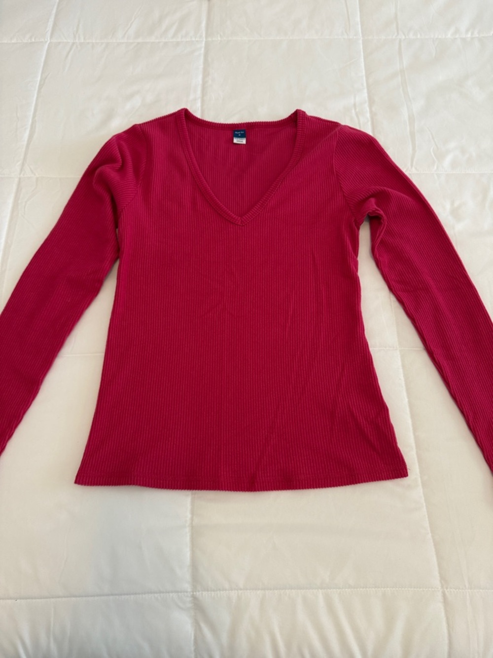 Old Navy Raspberry Pink Ribbed V-Neck Top
